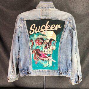 OOAK Hand Painted Vintage Levi's Jean Jacket Men's Large